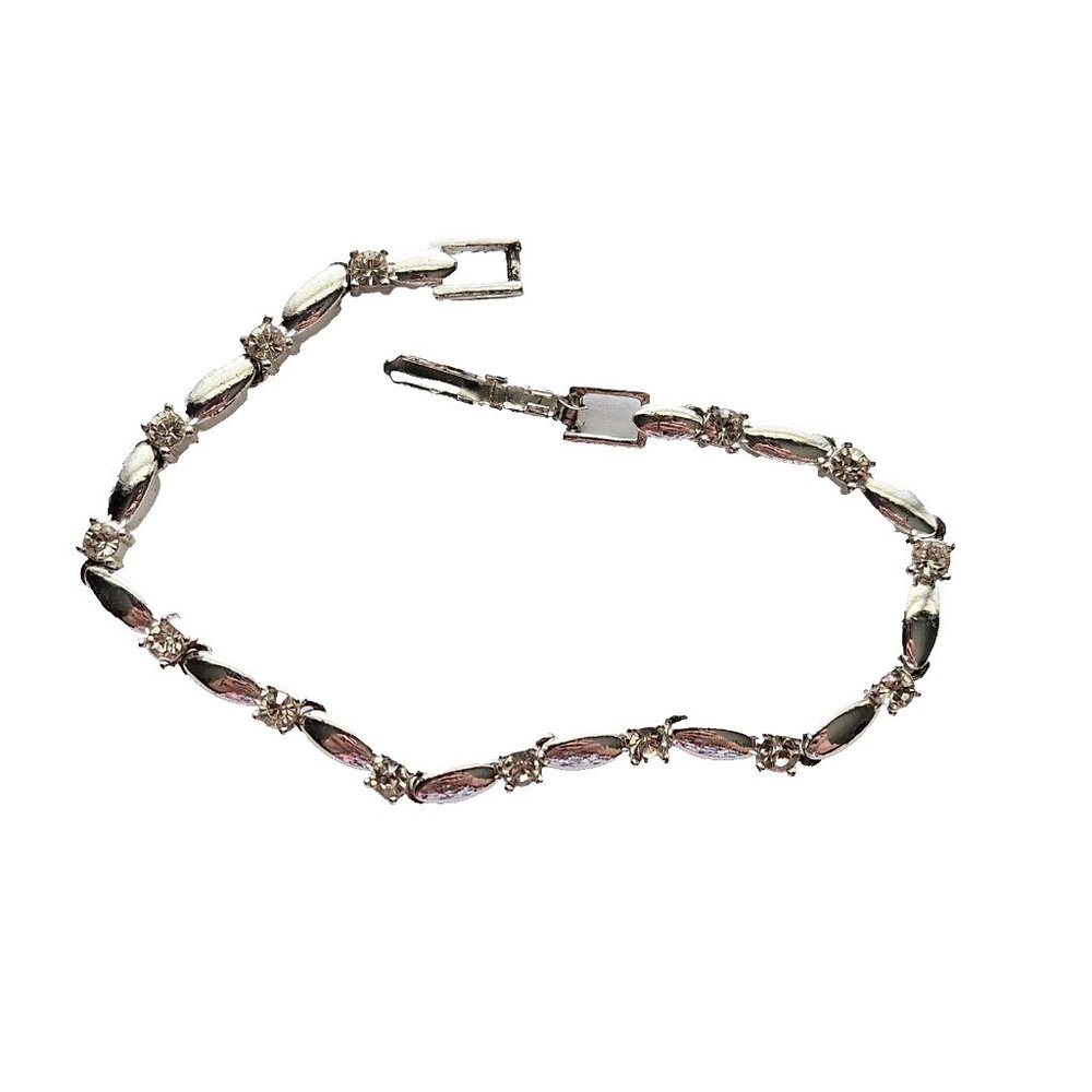 Avon Signed Vintage Rhinestone Silver Tone Tennis Bracelet - Women's Tennis